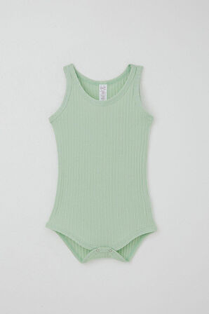 Breeze Kız Bebek Çıtçıtlı Atlet Zıbın Body Jakarlı 9 Ay-3 Yaş, Su Yeşili