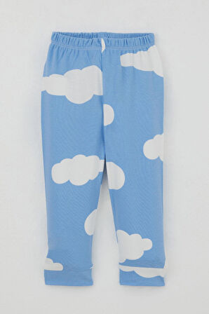Breeze Erkek Bebek Pijama Takımı Omuzdan Patlı Bulut Desenli 4 Ay-1 Yaş, Mavi