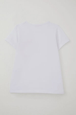 Breeze Kız Çocuk Tişört Tül Çiçek Aksesuarlı 5-10 Yaş, Beyaz