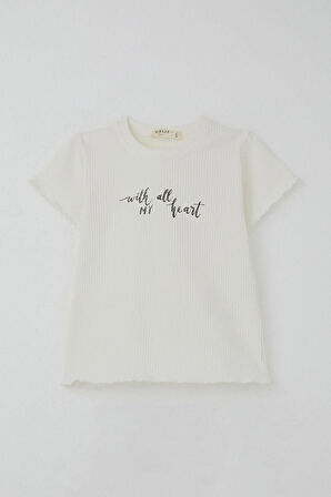 Breeze Kız Çocuk Taytlı Takım Simli Yazı Baskılı 1.5-5 Yaş, Ekru