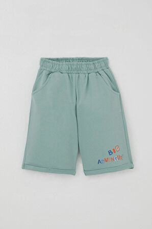 Breeze Erkek Bebek Şortlu Takım Sevimli Kaptan Ayıcık Baskılı Cep Detaylı 9 Ay-3 Yaş, Bej