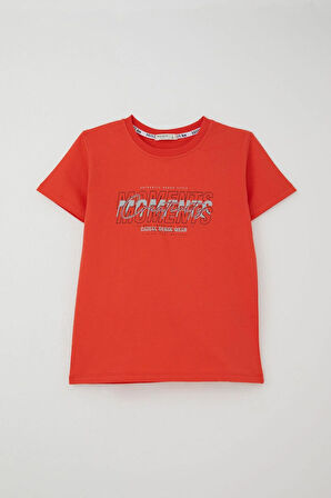 Breeze Erkek Çocuk Şortlu Takım Yazı Baskılı Beli Lastikli 8-14 Yaş, Narçiçeği