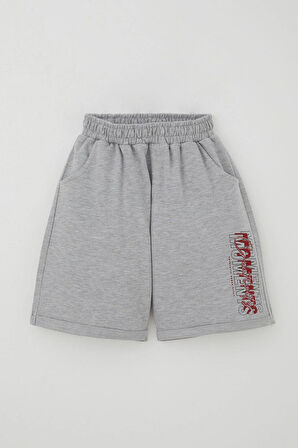 Breeze Erkek Çocuk Şortlu Takım Yazı Baskılı Beli Lastikli 8-14 Yaş, Narçiçeği