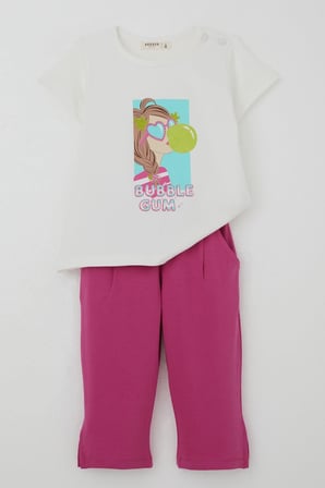Breeze Kız Çocuk Taytlı Takım Sakız Kraliçesi Kız Baskılı 1.5-5 Yaş, Ekru