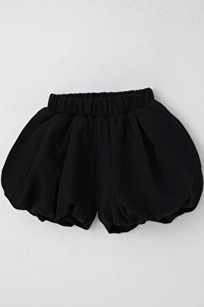 Breeze Kız Çocuk Etek Görünümlü Balon Şort Paçası Beli Lastik Detaylı 8-14 Yaş, Siyah