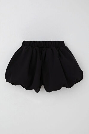 Breeze Kız Çocuk Etek Görünümlü Balon Şort Paçası Beli Lastik Detaylı 8-14 Yaş, Siyah