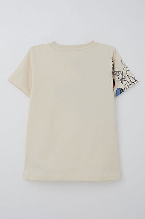 Breeze Erkek Çocuk Tişört Mavi Dünyanın Kahramanları Balinalar 5-9 Yaş, Krem