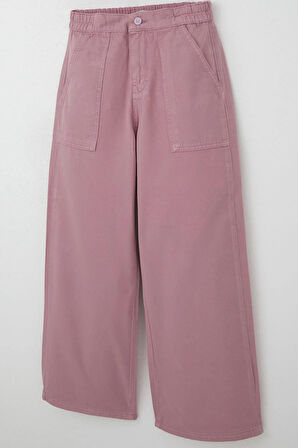Breeze Kız Çocuk Gabardin Pantolon Geniş Paça Beli Lastikli 5-9 Yaş, Gülkurusu