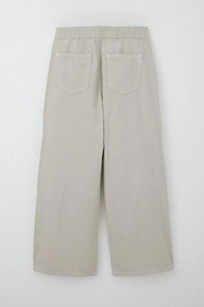 Breeze Kız Çocuk Gabardin Pantolon Geniş Paça Beli Lastikli 5-9 Yaş, Taş