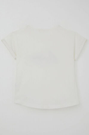 Breeze Kız Çocuk Tişört Sevgi Temalı Yazı Baskılı Simli 9-14 Yaş, Ekru