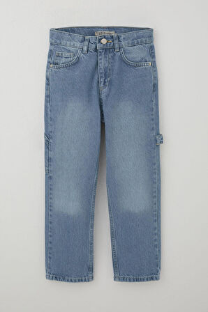 Breeze Erkek Çocuk Jean Pantolon Marangoz Model 5-9 Yaş, Açık Mavi