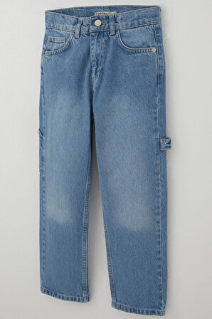Breeze Erkek Çocuk Jean Pantolon Marangoz Model 5-9 Yaş, Açık Mavi
