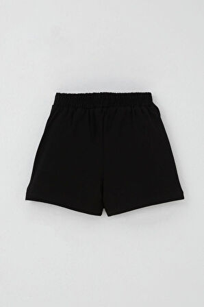 Breeze Kız Çocuk Şort Etek Fiyonk Aksesuarlı Fırfırlı 3-8 Yaş, Siyah