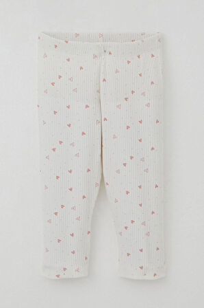 Breeze Kız Çocuk Taytlı Takım Minik Kalpler Desenli Yazı Baskılı Fırfırlı 2-6 Yaş, Ekru