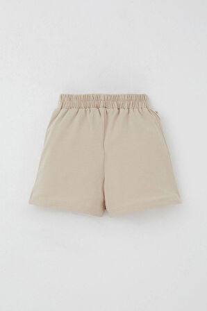 Breeze Kız Çocuk Şort Etek Fiyonk Aksesuarlı Fırfırlı 3-8 Yaş, Bej