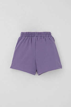 Breeze Kız Çocuk Şort Etek Fiyonk Aksesuarlı Fırfırlı 3-8 Yaş, Lila