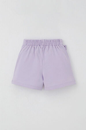 Breeze Kız Çocuk Şort Etek Fiyonk Aksesuarlı Fırfırlı 3-8 Yaş, Açık Lila