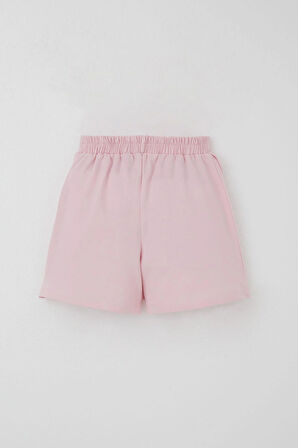 Breeze Kız Çocuk Şort Etek Fiyonk Aksesuarlı Fırfırlı 6-10 Yaş, Pembe