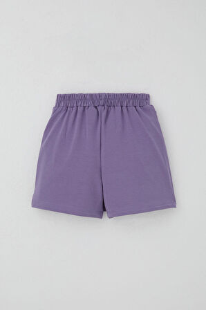 Breeze Kız Çocuk Şort Etek Fiyonk Aksesuarlı Fırfırlı 6-10 Yaş, Lila