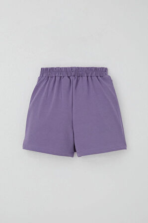 Breeze Kız Çocuk Şort Etek Fiyonk Aksesuarlı Fırfırlı 6-10 Yaş, Lila