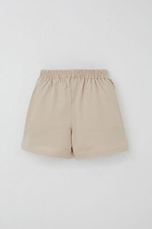 Breeze Kız Çocuk Şort Etek Fiyonk Aksesuarlı Fırfırlı 6-10 Yaş, Bej