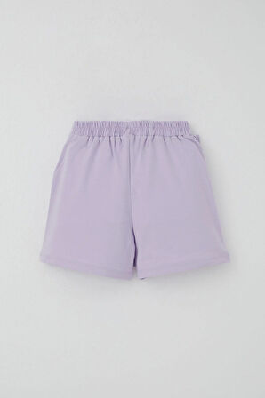 Breeze Kız Çocuk Şort Etek Fiyonk Aksesuarlı Fırfırlı 6-10 Yaş, Açık Lila