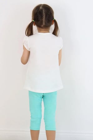 Breeze Kız Çocuk Kapri Taytlı Takım Çiçekli Kız Baskılı 1.5-5 Yaş, Ekru