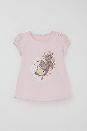 Breeze Kız Çocuk Kapri Taytlı Takım Çiçekli Kız Baskılı 1.5-5 Yaş, Pembe