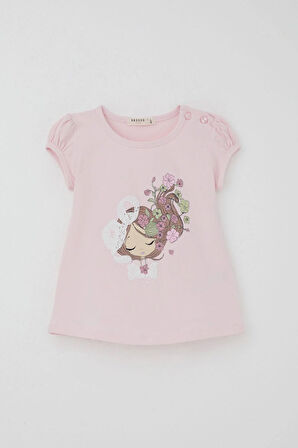 Breeze Kız Çocuk Kapri Taytlı Takım Çiçekli Kız Baskılı 1.5-5 Yaş, Pembe