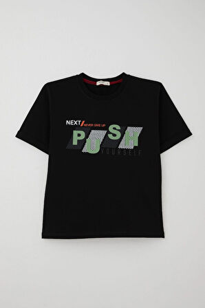 Breeze Kız Çocuk Şortlu Takm Yazı Baskılı Beli Lastikli Cepli 6-12 Yaş, Siyah