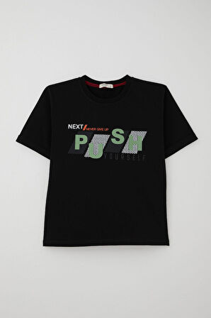 Breeze Kız Çocuk Şortlu Takm Yazı Baskılı Beli Lastikli Cepli 6-12 Yaş, Siyah