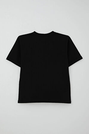 Breeze Kız Çocuk Şortlu Takm Yazı Baskılı Beli Lastikli Cepli 6-12 Yaş, Siyah