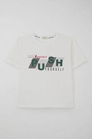 Breeze Kız Çocuk Şortlu Takm Yazı Baskılı Beli Lastikli Cepli 6-12 Yaş, Ekru