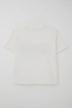 Breeze Kız Çocuk Şortlu Takm Yazı Baskılı Beli Lastikli Cepli 6-12 Yaş, Ekru