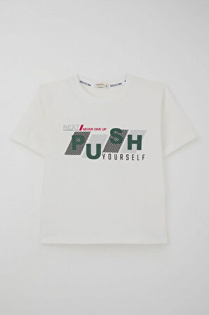 Breeze Kız Çocuk Şortlu Takm Yazı Baskılı Beli Lastikli Cepli 6-12 Yaş, Ekru