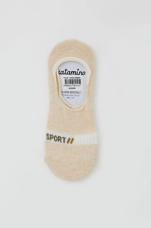 Katamino Erkek Çocuk Babet Çorap Sport Yazı Baskılı 7-14 Yaş, Krem