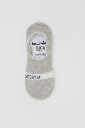 Katamino Erkek Çocuk Babet Çorap Sport Yazı Baskılı 7-14 Yaş, Açık Gri Melanj