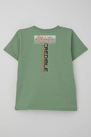 Breeze Erkek Çocuk Tişört Yazı Baskılı Sırt Kısmı Baskı Detaylı 10-16 Yaş, Mint Yeşili