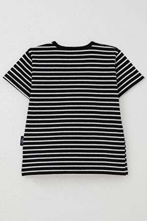 Breeze Erkek Çocuk Tişört Çizgili 3-7 Yaş, Siyah