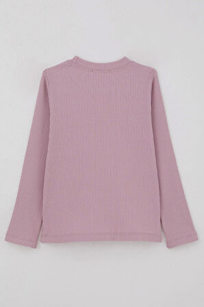 Breeze Kız Çocuk Uzun Kollu Tişört Fiyonk Aksesuarlı 8-12 Yaş, Lila