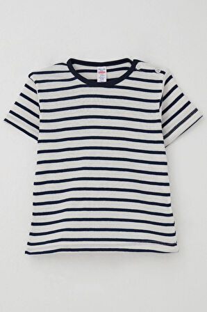 Breeze Erkek Çocuk Tişört Patlı Çizgili 1-4 Yaş, Beyaz