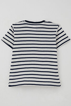 Breeze Erkek Çocuk Tişört Patlı Çizgili 1-4 Yaş, Beyaz