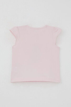 Breeze Kız Bebek Şortlu Takım Çiçek Baskılı Kelebek Nakışlı Düğme Aksesuarlı 6 Ay-2 Yaş, Pembe