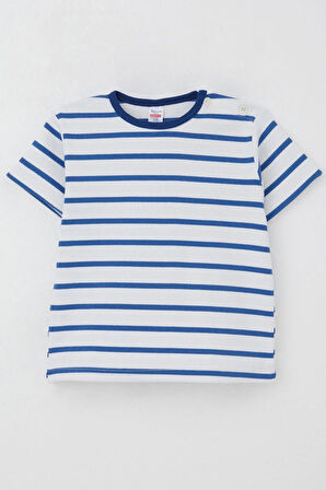Breeze Erkek Çocuk Tişört Patlı Çizgili 1-4 Yaş, Beyaz