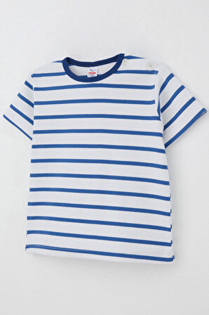 Breeze Erkek Çocuk Tişört Patlı Çizgili 1-4 Yaş, Beyaz