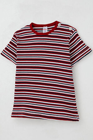 Breeze Erkek Çocuk Tişört Patlı Çizgili 1-4 Yaş, Kırmızı