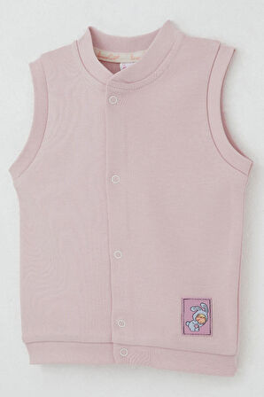 Breeze Kız Bebek Yelek Çıtçıtlı Sevimli Tavşancık Armalı 4 Ay-1 Yaş, Pembe