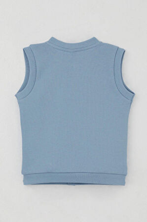 Breeze Erkek Bebek Yelek Çıtçıtlı Sevimli Balonlu Ayıcık Armalı 4 Ay-1 Yaş, Mavi