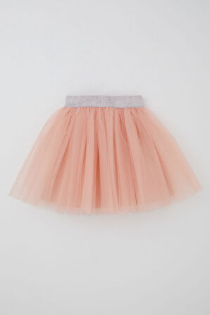 Breeze Kız Çocuk Tütü Etek Beli Sim Detaylı Lastikli 5-10 Yaş, Somon