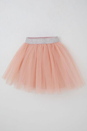 Breeze Kız Çocuk Tütü Etek Beli Sim Detaylı Lastikli 5-10 Yaş, Somon